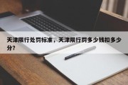 天津限行处罚标准，天津限行罚多少钱扣多少分？