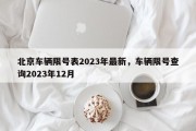 北京车辆限号表2023年最新，车辆限号查询2023年12月