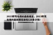 2023醉驾处理的最新规定，2023醉驾处理的最新规定血检120多少钱！