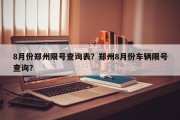 8月份郑州限号查询表？郑州8月份车辆限号查询？