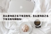 怎么查询自己名下有没有车，怎么查询自己名下有没有车辆指标！