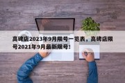 高碑店2023年9月限号一览表，高碑店限号2021年9月最新限号！