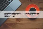 查违章车辆查询12123？杭州查违章车辆查询12123？