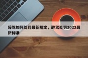 醉驾如何处罚最新规定，醉驾处罚2022最新标准