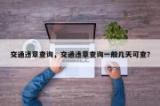 交通违章查询，交通违章查询一般几天可查？