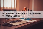 忘了车限号开了一天罚多少钱？忘了车限号开了一天罚多少钱安阳？